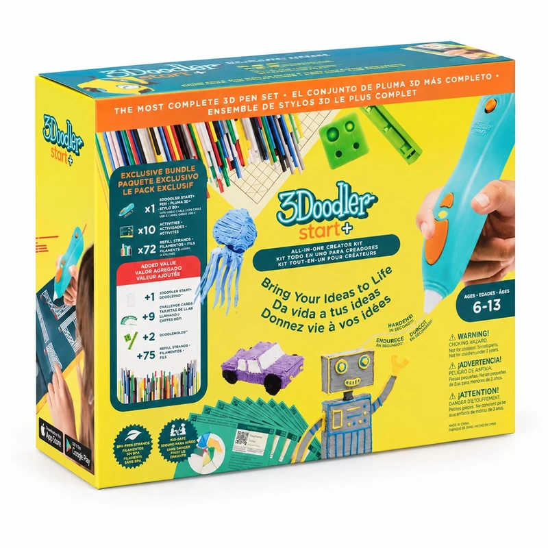 3D-ручка 3Doodler Start Plus для дитячої творчості - МЕГАКРЕАТИВ (147 стрижнів, 9 шаблонів) — 3Doodler