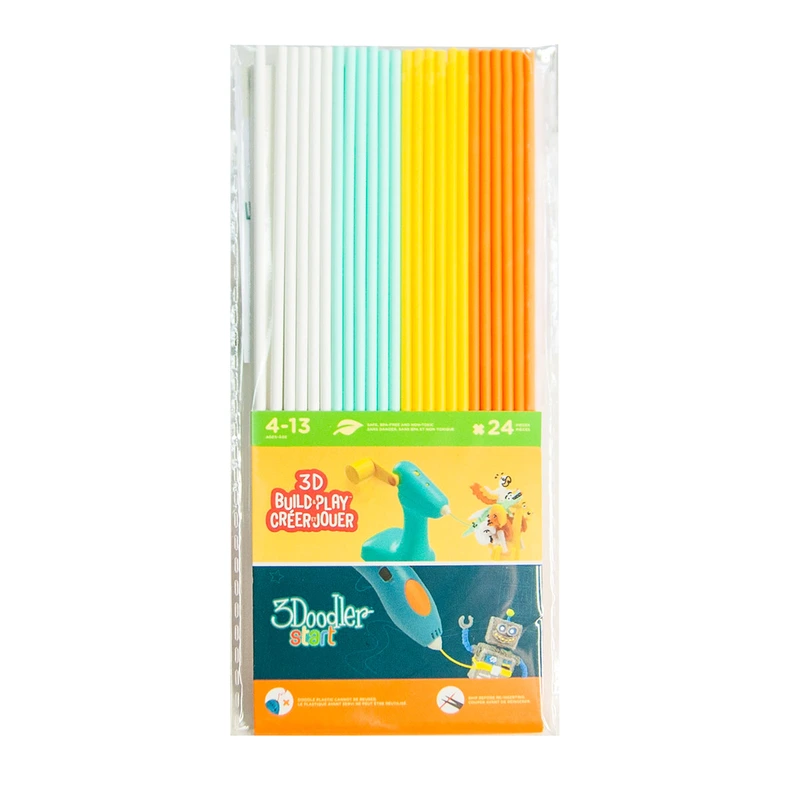 Набір стрижнів для 3D-ручки 3Doodler Start - МІКС (24 шт: білий, м'ятний, жовтий, помаранчевий )