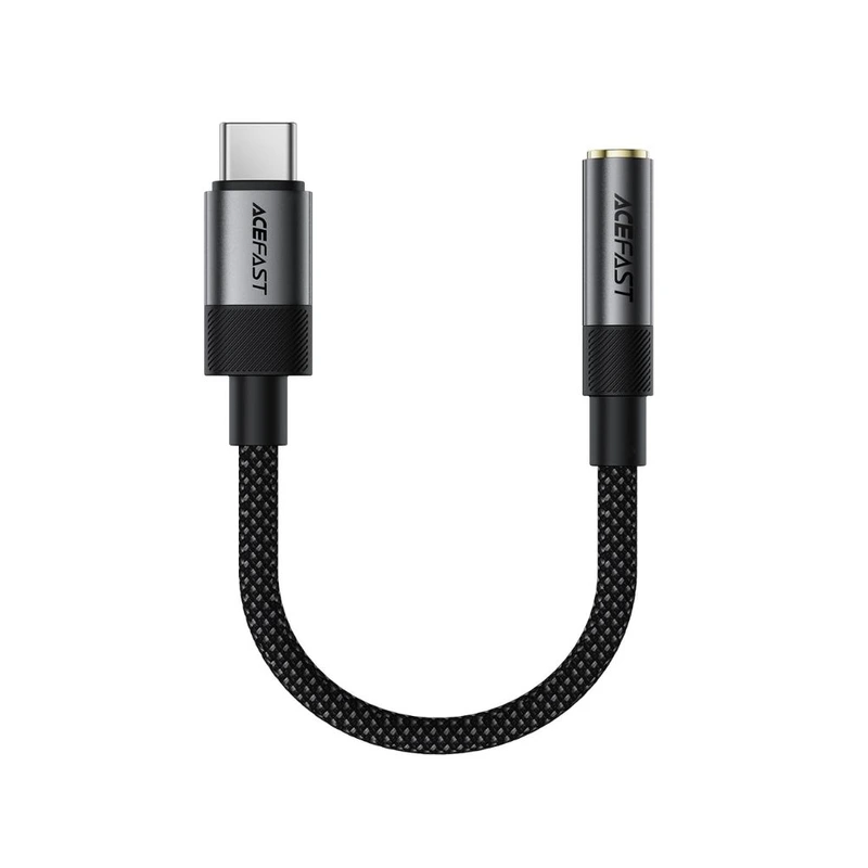 Аудіокабель ACEFAST J12 Type-C to 3.5mm female, nylon braid, 0,15m, Black