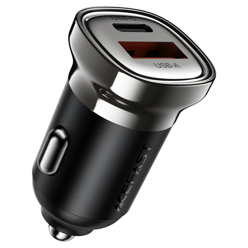 Автомобільний зарядний пристрій ACEFAST B19 PD30W (USB-C+USB-A) car charger metal gray