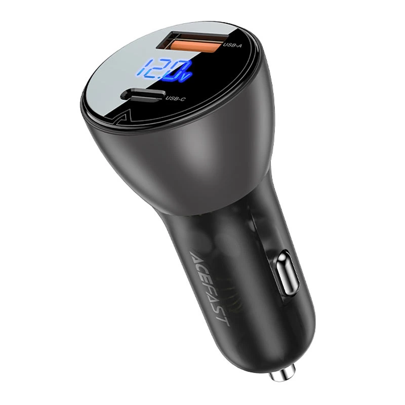 Автомобільний зарядний пристрій ACEFAST B6 metal 63W (USB-A+USB-C) with digital display — ACEFAST