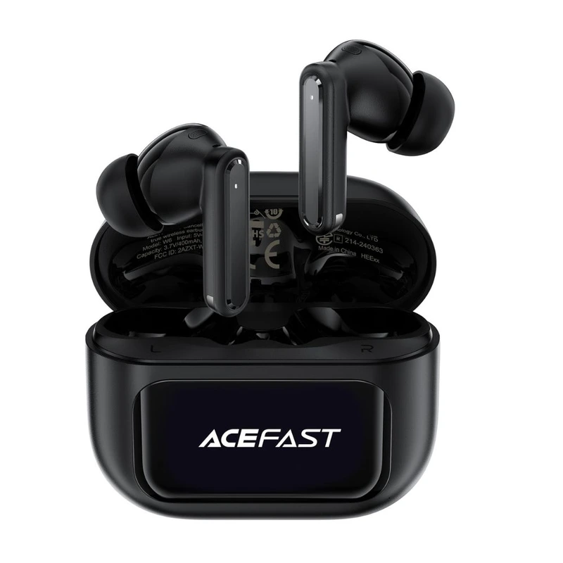 Бездротові навушники TWS ACEFAST W6 smart screen,ENC, IPX4, Black