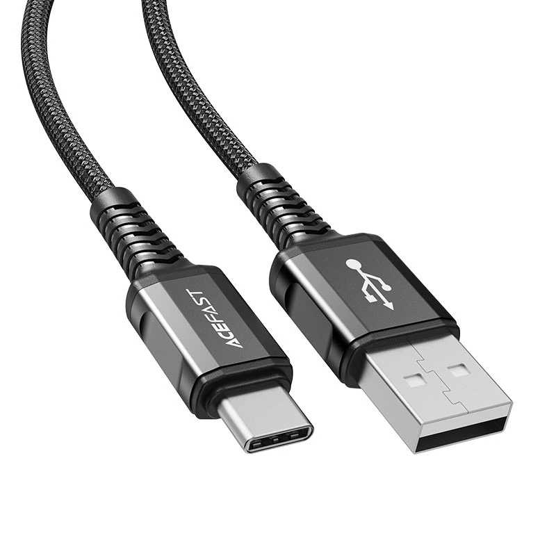 Кабель ACEFAST C1-04 USB to Type-C 3A, 1.2m, nylon aluminum connectors, Black — ACEFAST