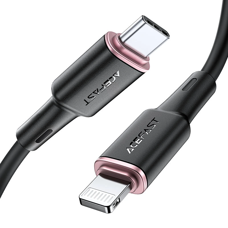 Кабель ACEFAST C2-01 Type-C to iP 3A, 20W, 1.2m silicone, zinc connectors, Black — ACEFAST