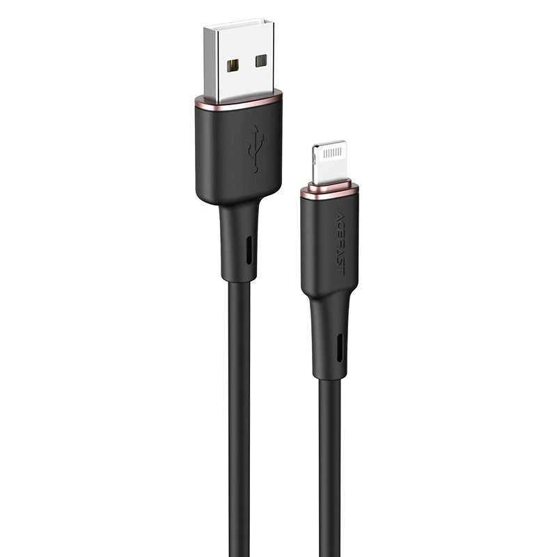 Кабель ACEFAST C2-02 USB to iP 2.4A, 1.2m, silicone, zinc connectors, Black — ACEFAST