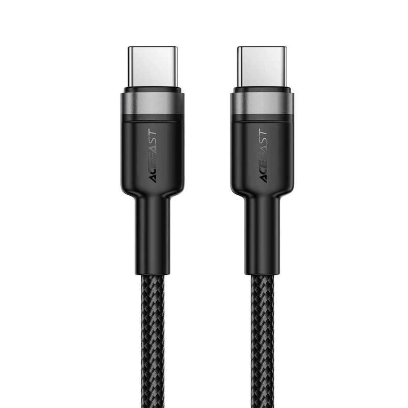 Кабель ACEFAST C22-03, Type-C to Type-C, 60W, 3A, 1.2m, Nylon Braid, Aluminum Alloy + TPE connectors, Black