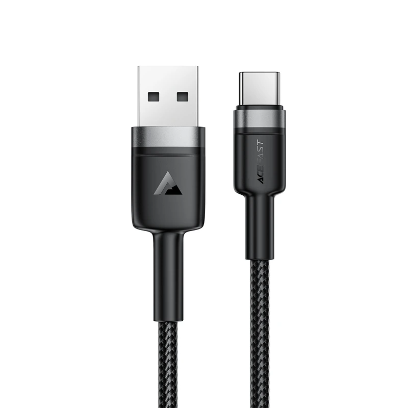 Кабель ACEFAST C22-04, USB to Type-C, 3A, 1.2m, Nylon Braid, Aluminum Alloy + TPE connectors, Black