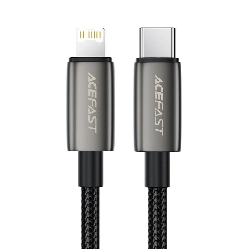 Кабель ACEFAST C23-01, USB to iP, 30W,1.2m, Nylon, Zinc alloy + TPE connectors, Black