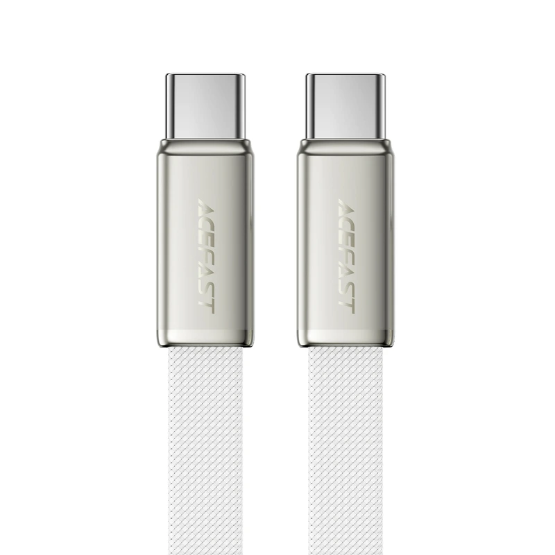 Кабель ACEFAST C24-03, Type-C to Type-C, 60W, 3A, 1.2m, Braided wire, Zinc alloy + TPE connectors, White