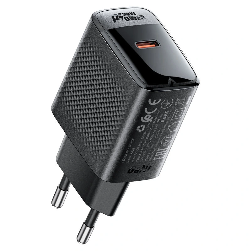 Мережевий зарядний пристрій ACEFAST A102 PD30W GaN single USB-C charger (EU) Black