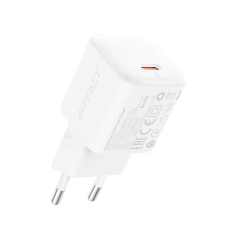 Мережевий зарядний пристрій ACEFAST A118 PD30W mini GaN USB-C fast charger (6974316285366)