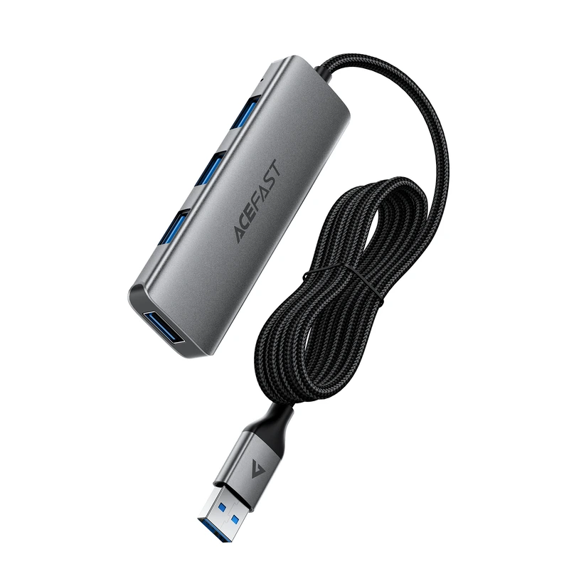USB-хаб ACEFAST J17 USB-A  4-in-1 HUB Metal Gray — ACEFAST