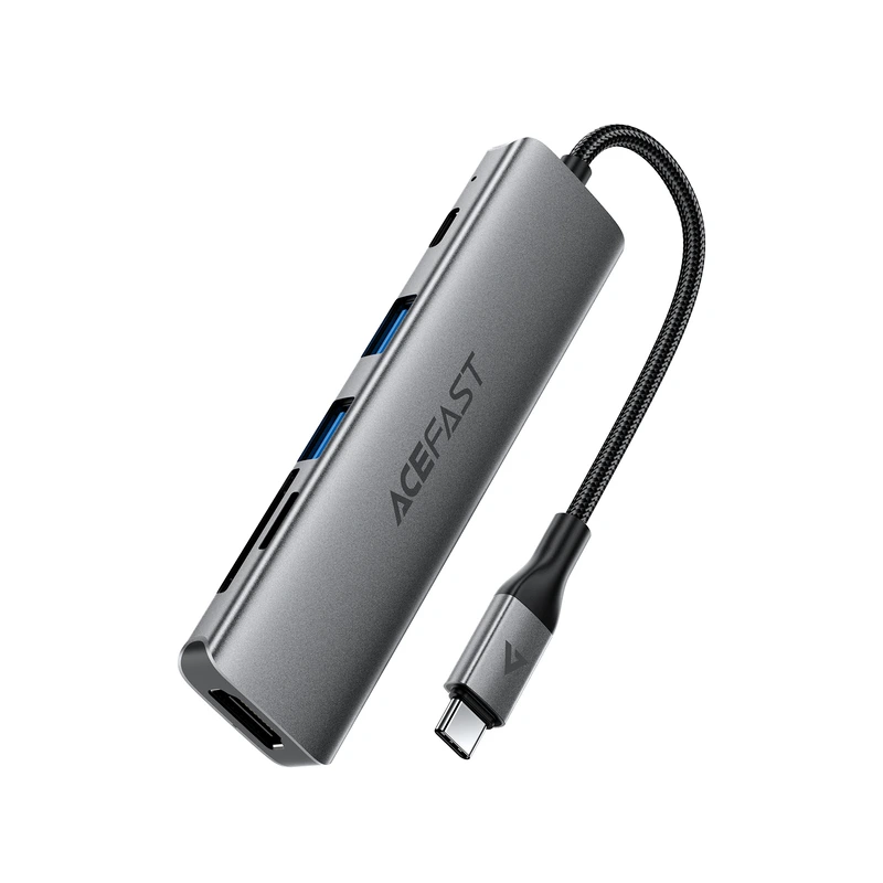 USB-хаб ACEFAST J18 USB-C 6-in-1 HUB docking station Metal Gray
