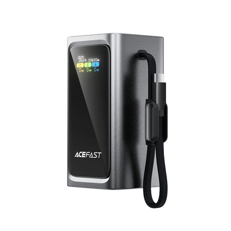 Зовнішній акумулятор ACEFAST M33-20000 100W fast charging power bank with cable and TFT display metal gray — ACEFAST