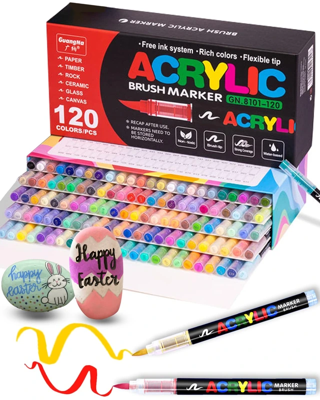 Акрилові маркери GuangNa Brush GN-8101 з м’яким пензликом 120 шт.