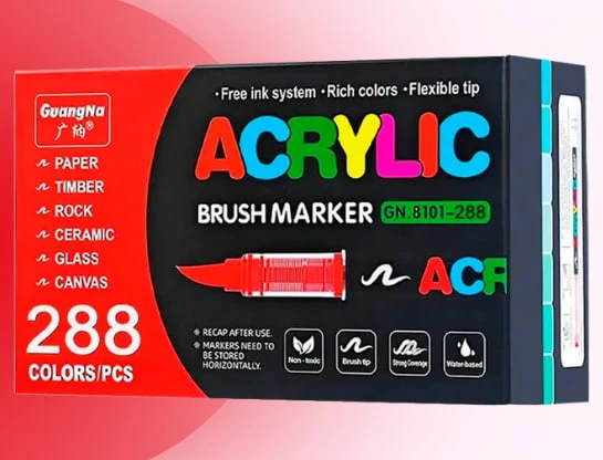 Акрилові маркери GuangNa Brush GN-8101 з м’яким пензликом 288 шт.