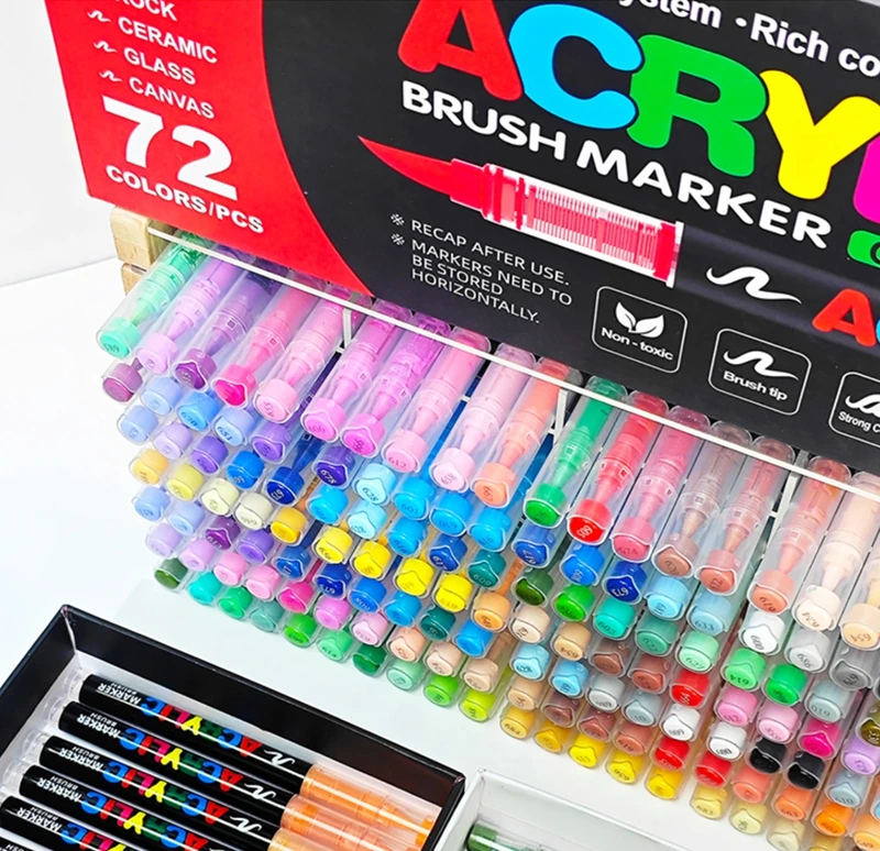 Акрилові маркери GuangNa Brush GN-8101 з м’яким пензликом 72 шт.