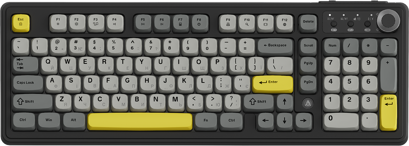 Бездротова клавіатура Ajazz AF98 PLUS Black Gray Yellow (AF98-PLUS-BGY)