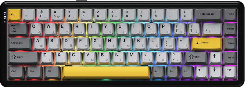 Дротова магнітна клавіатура Ajazz AK680 MAX Magnetic switches Black Gray Yellow (AK680-M-BGY-AW) — Ajazz