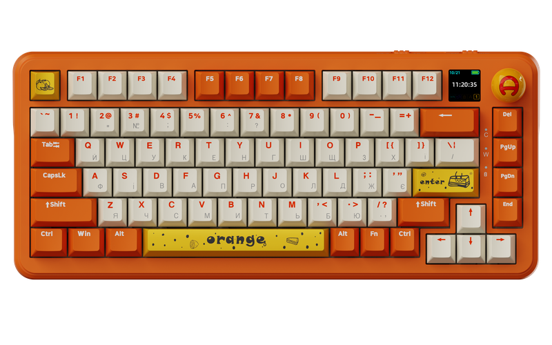 Бездротова механічна клавіатура Ajazz  AK820 MAX  Avocado Switch Orange-White Theme-RGB--With Screen