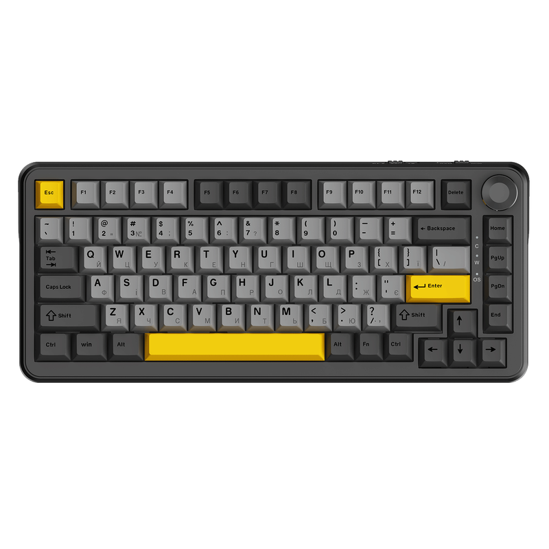 Ігрова дротова механічна клавіатура Ajazz AK820 MAX Magnetic switches-Black-Gray-Yellow-RGB — Ajazz