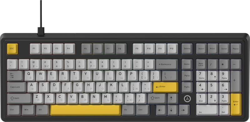 Дротова магнітна клавіатура Ajazz AK980 MAX Magnetic switches Black Grey Yellow (AK980-MAX-M-BGY)