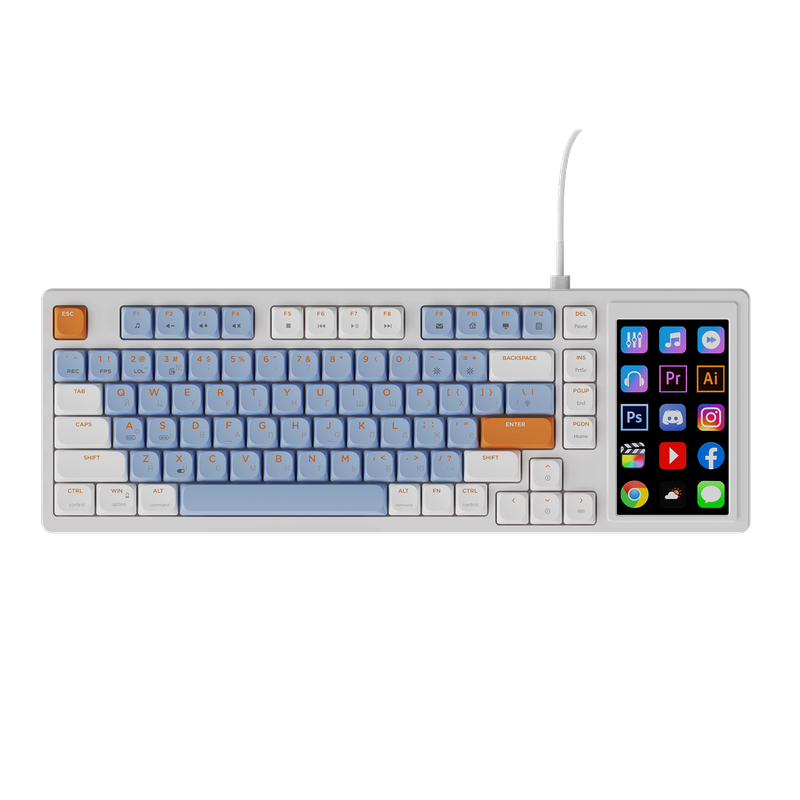 Ігрова механічна клавіатура Ajazz AKP815 Red Switch -  White Blue Orange-RGB-Wired — Ajazz