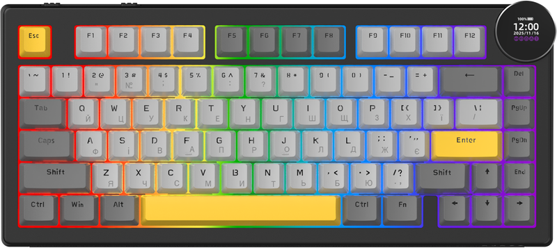 Бездротова механічна клавіатура Ajazz AK820 V2 White Peach Switch (AK820-V2-WP-BGY)