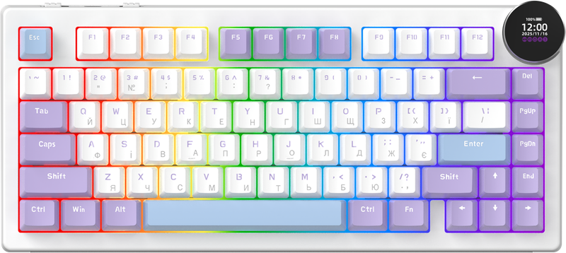 Бездротова механічна клавіатура Ajazz AK820 V2 White Peach Switch (AK820-V2-WP-PWB)
