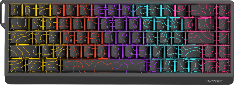 Дротова механічна клавіатура Ajazz NK68 V2 Red Switch (NK68-V2-R-S-B)
