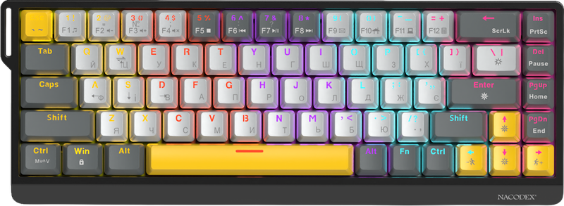 Дротова механічна клавіатура Ajazz NK68 V2 Red Switch (NK68-V2-R-BGY)