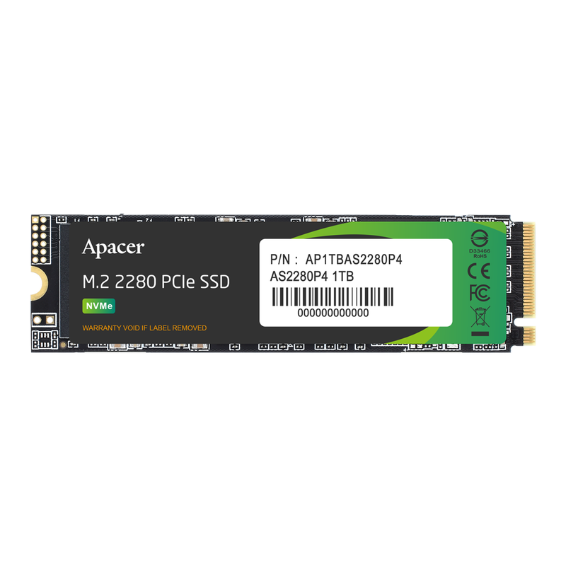 Накопичувач SSD M.2 Apacer AS2280P4 1TB 2280 PCIe 3.0x4 NVMe 3D TLC Read/Write: 3000/2000 MB/sec