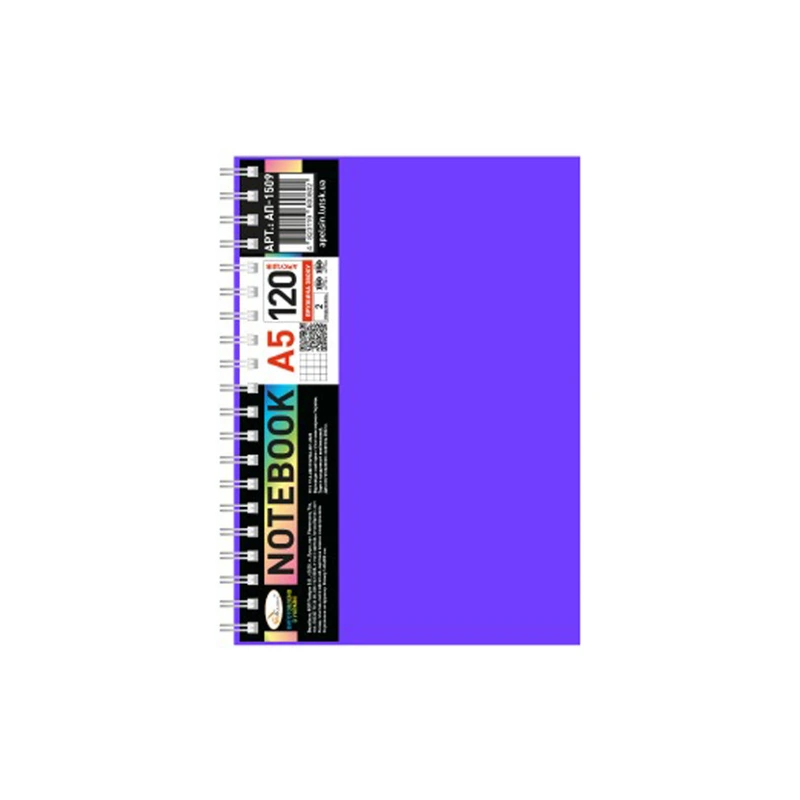 Блокнот А5 АП-1509(Violet) 120 аркушів, пружина збоку