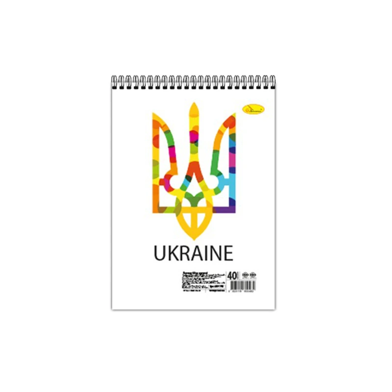Блокнот "Emblem of Ukraine" А6 АП-1907-6, 40 аркушів, пружина зверху — Апельсин