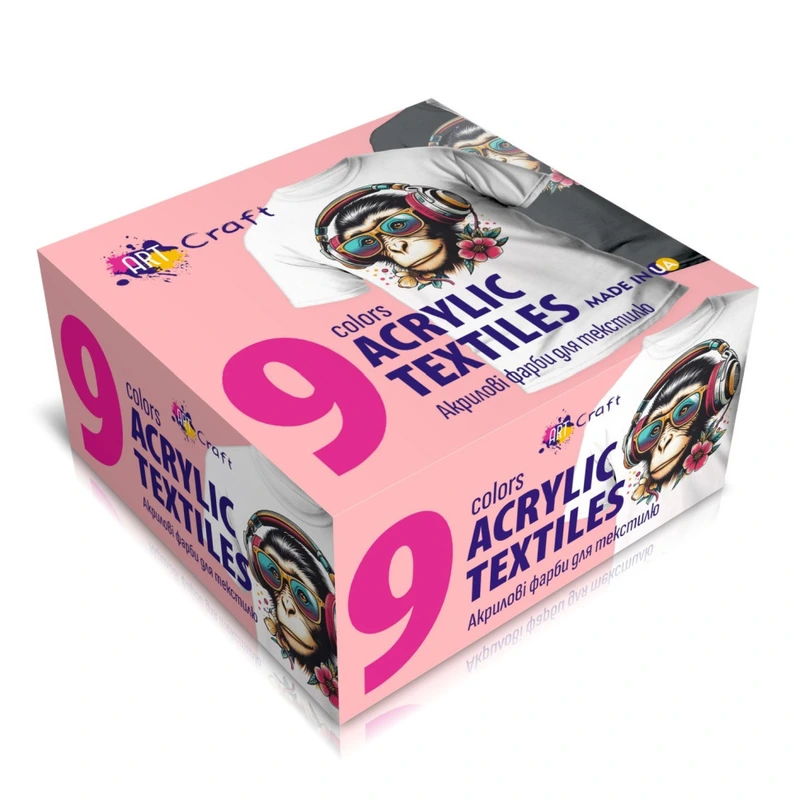 Набір акрилових фарб для текстилю 5026-AC 9 кольорів по 20 мл — Art Craft