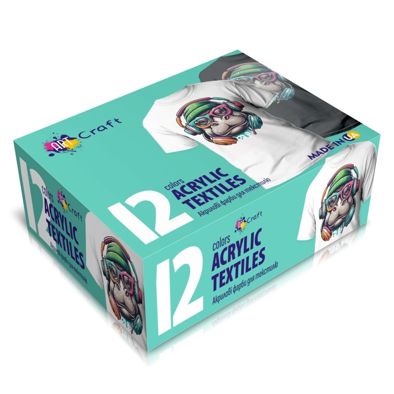 Набір акрилових фарб для текстилю 5027-AC 12 кольорів по 20 мл. — Art Craft