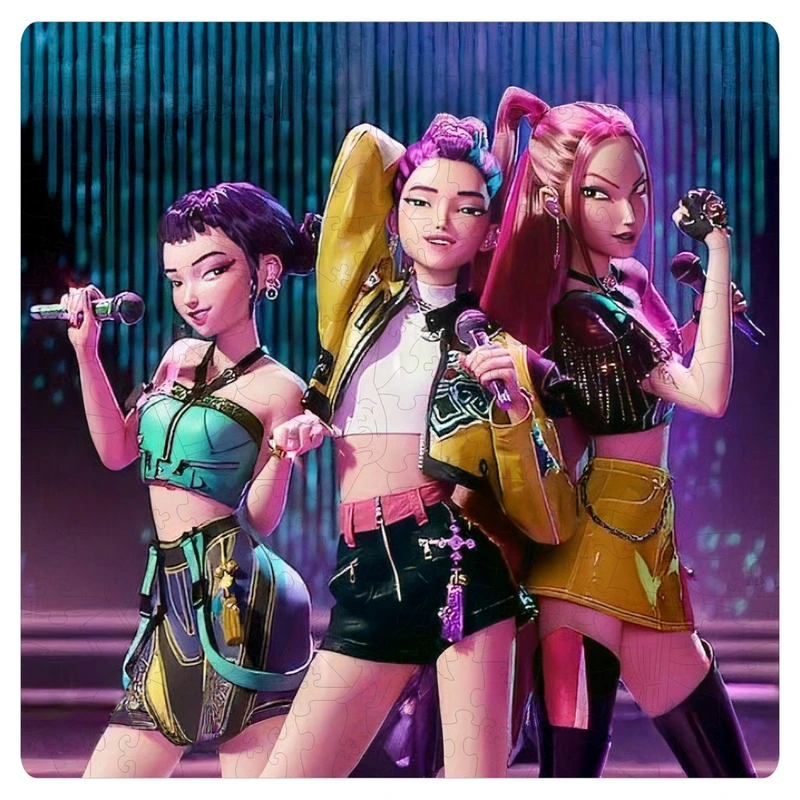 Фігурний пазл з дерева "Кейпоп мисливці на демонів" PZ007-A3C-AC 180-250 деталей, розмір А3, картонна коробка