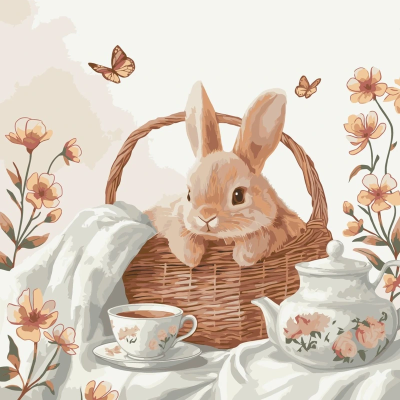 Картина за номерами "Кролик та порцеляна" 11724-AC 40х40 см