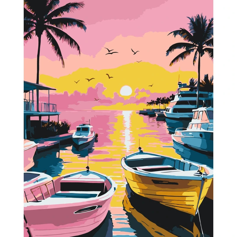 Картина за номерами "Під пальмами вечора" ©arttem_illustration 10631-AC 40х50 см