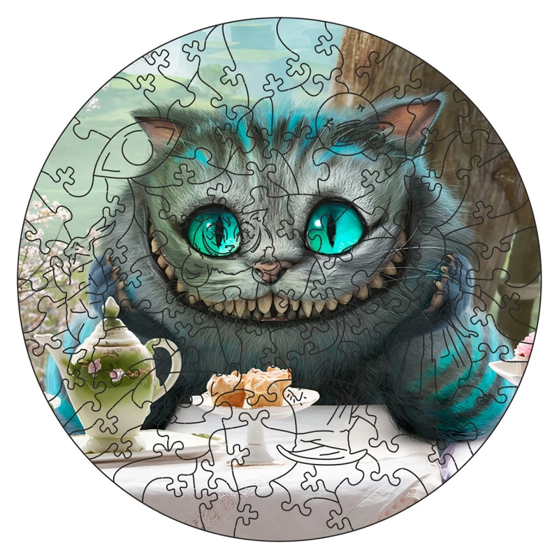 Фігурний пазл з дерева "Аліса Чеширський кіт" PZ001-A3W-AC 180-250 деталей, А3 з мішечком і стрічкою — Art Craft
