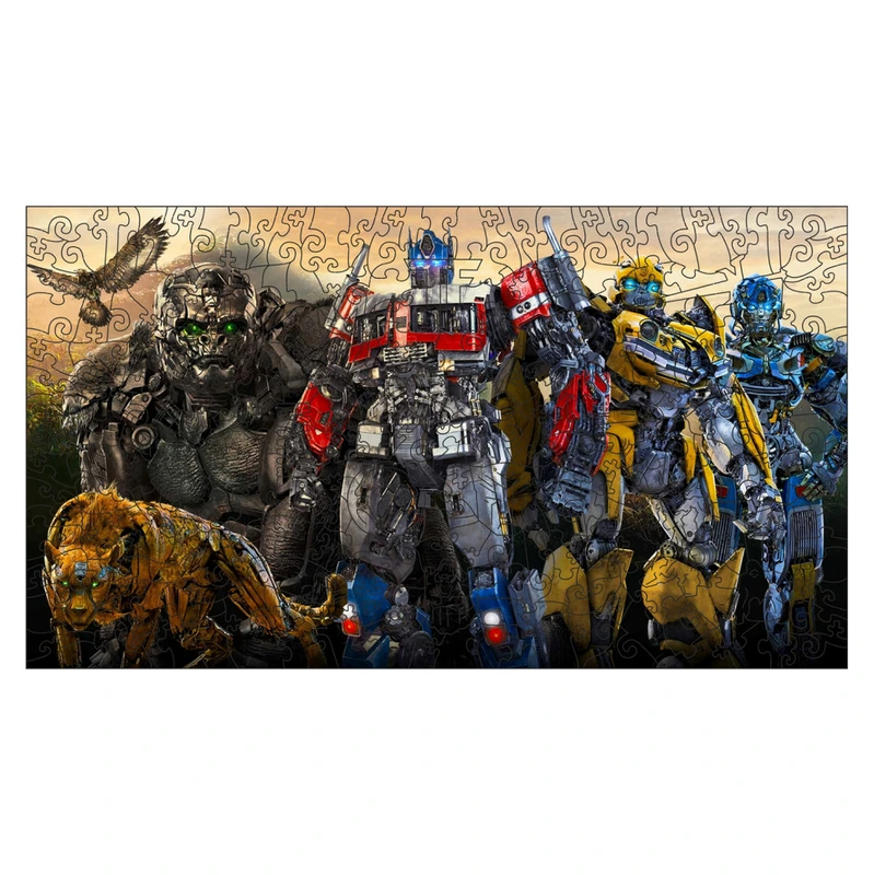 Фігурний пазл з дерева "Трансформери" PZ004-A3C-AC 180-250 деталей, розмір А3, картонна коробка