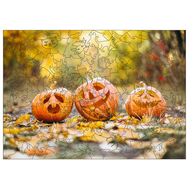 Фігурний пазл з дерева "Хелловін" PZ006-A3C-AC 180-250 деталей, розмір А3, картонна коробка