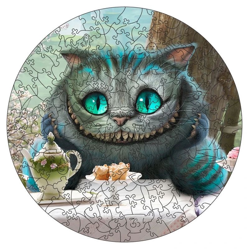 Фігурний пазл з дерева "Аліса Чеширський кіт"  PZ010-A4C-AC 75-125 деталей, розмір А4, картонна коробка