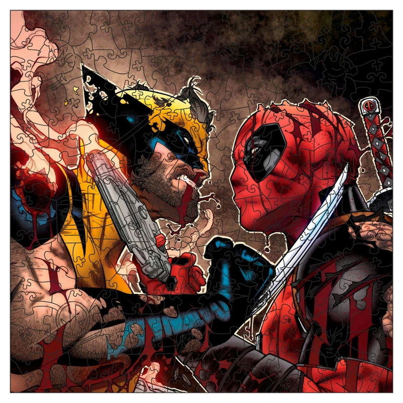 Фігурний пазл з дерева "Дедпул і Росомаха" PZ012-A4C-AC 75-125 деталей, розмір А4, картонна коробка