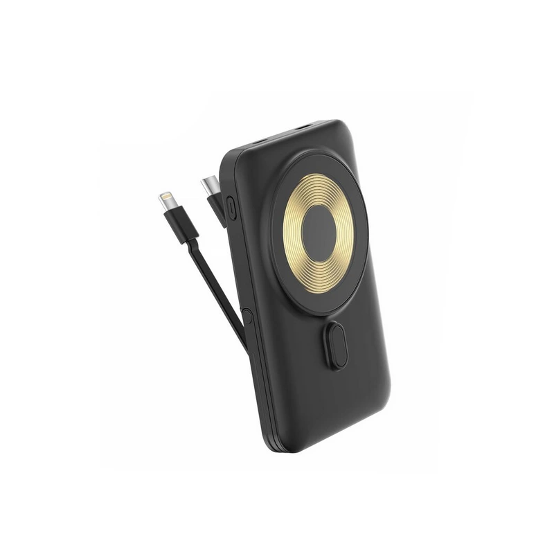 Портативний зарядний пристрій (Повербанк) Aspor A327 Magnetic Wireless 10000mAh + кабель Type-C/Lightning (USB/Lightning/Type-C/22.5W)- чорний