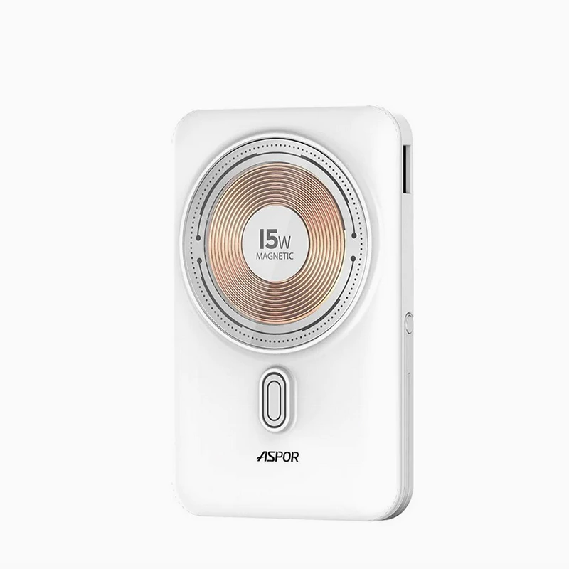 Портативний зарядний пристрій (Повербанк) Aspor A327 Magnetic Wireless 10000mAh + кабель Type-C/Lightning (USB/Lightning/Type-C/22.5W)- білий