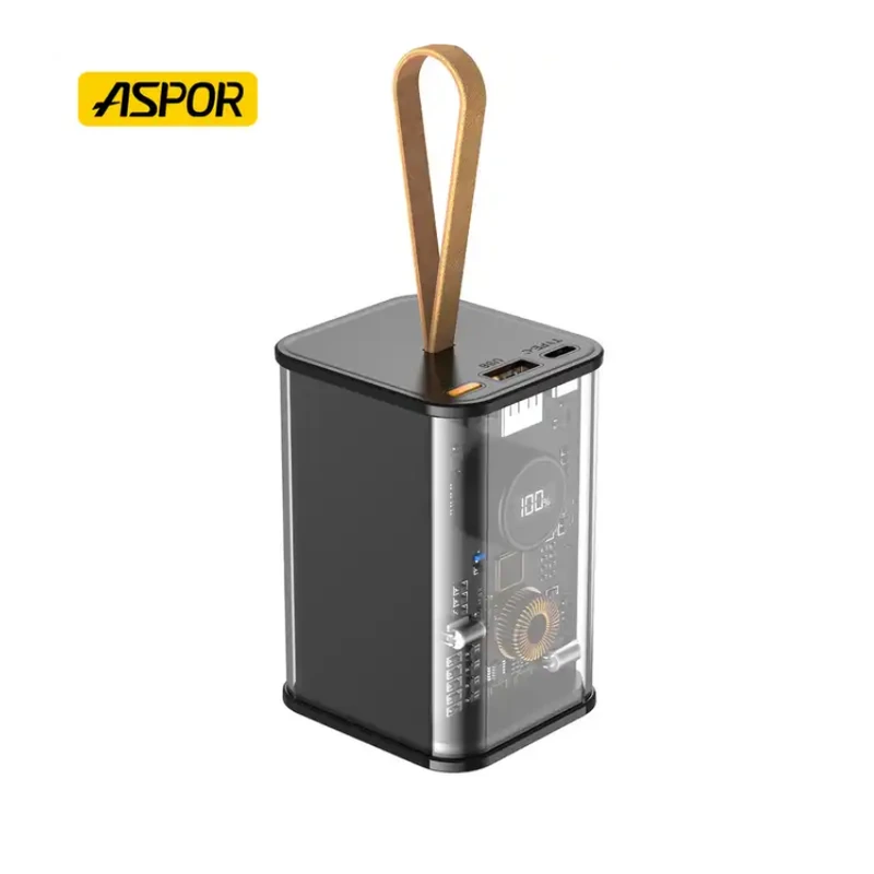 Портативний зарядний пристрій (Повербанк) Aspor A365 Notebook Series 20000 mAh 65W (USB/Type-C)- графітовий