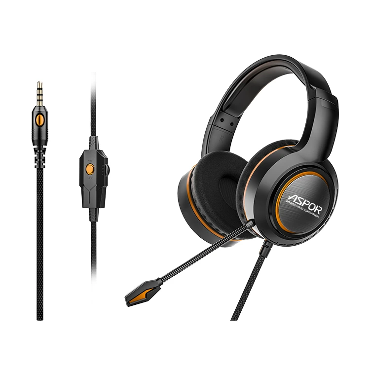 Навушники з мікрофоном Aspor S1004- помаранчевий
