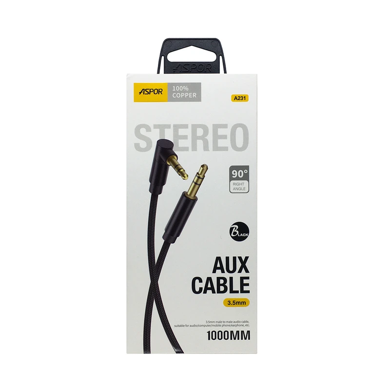 AUX кабель Aspor A231 3.5мм/1м- чорний — Aspor