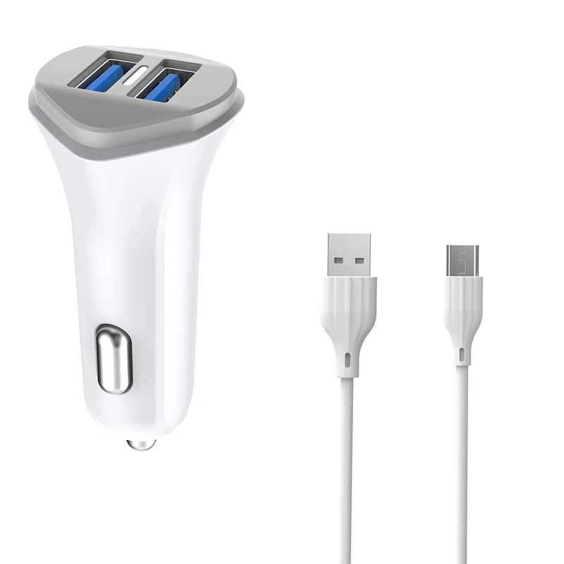 Автомобільний зарядний пристрій Aspor A903 (2USB/3.4A) + USB кабель Type-C- білий — Aspor